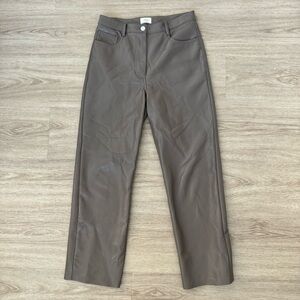 aritzia wilfred melina beige brown crop straight leather pants trousers bottoms